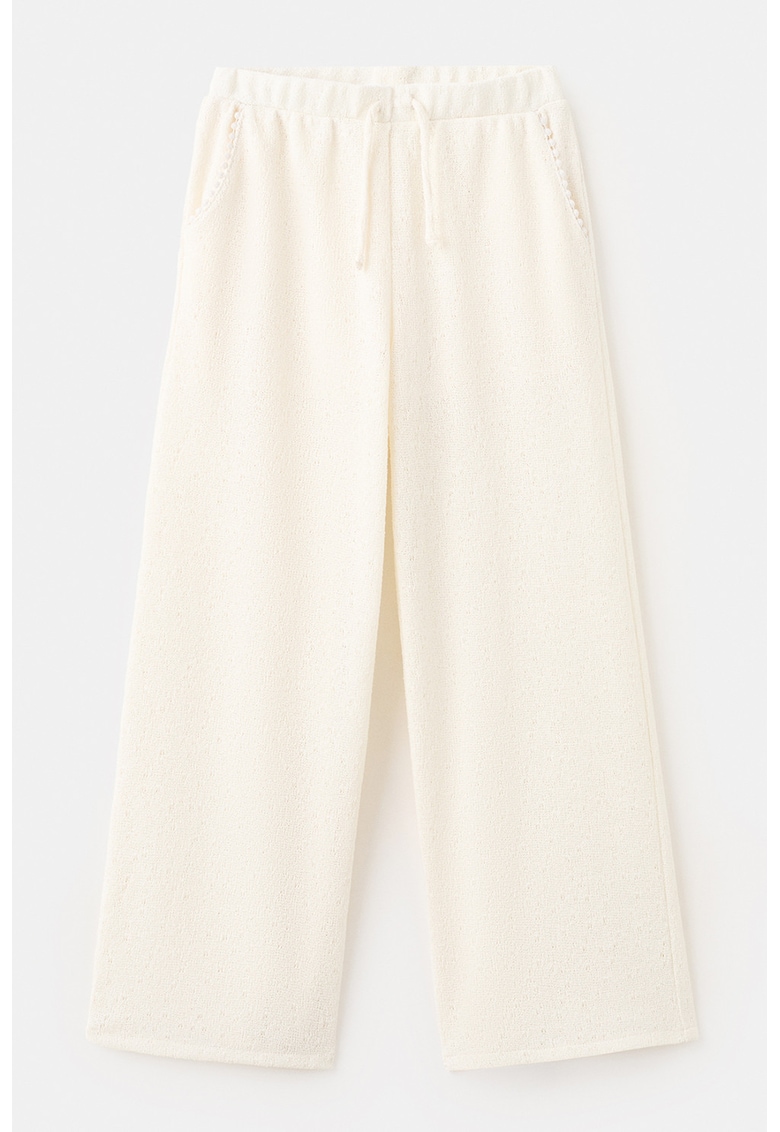 Pantaloni din tricot cu croiala ampla - Bej deschis