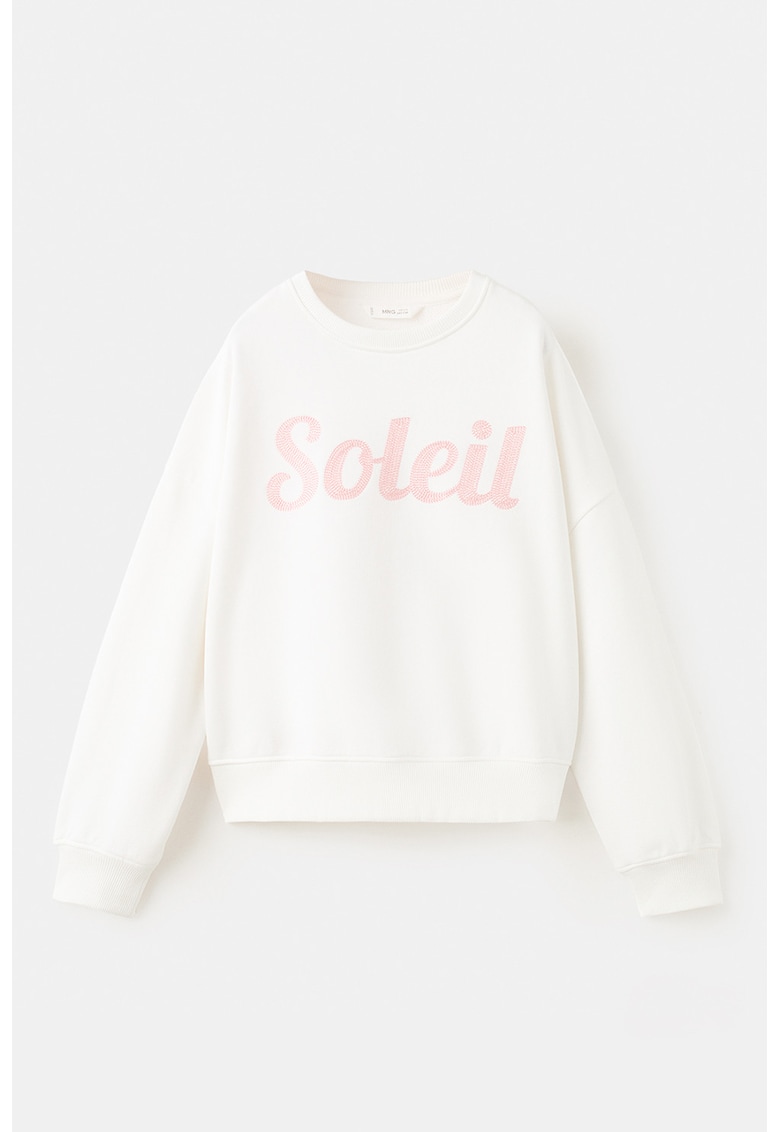 Bluza de trening din bumbac cu text brodat - Alb/Roz somon