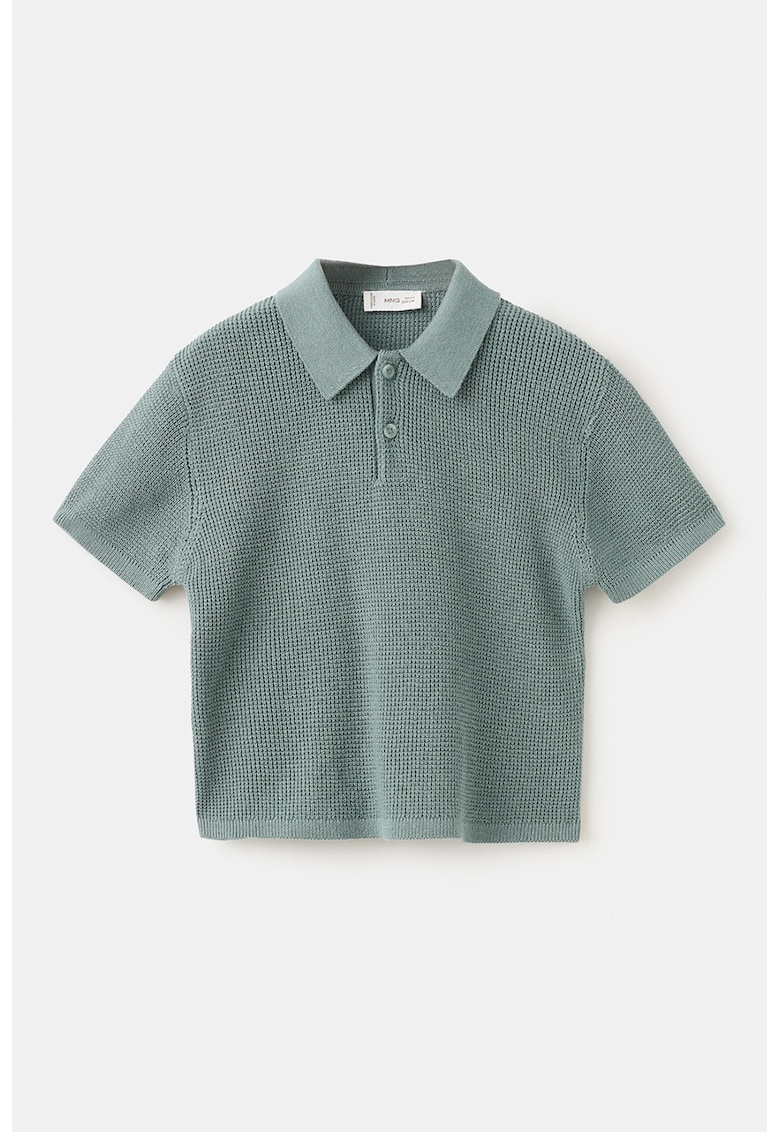 Tricou polo din tricot si bumbac - Verde