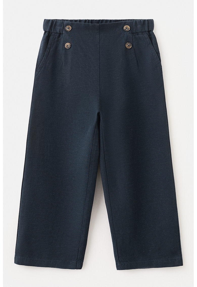 Pantaloni cu croiala ampla si talie elastica - Bleumarin