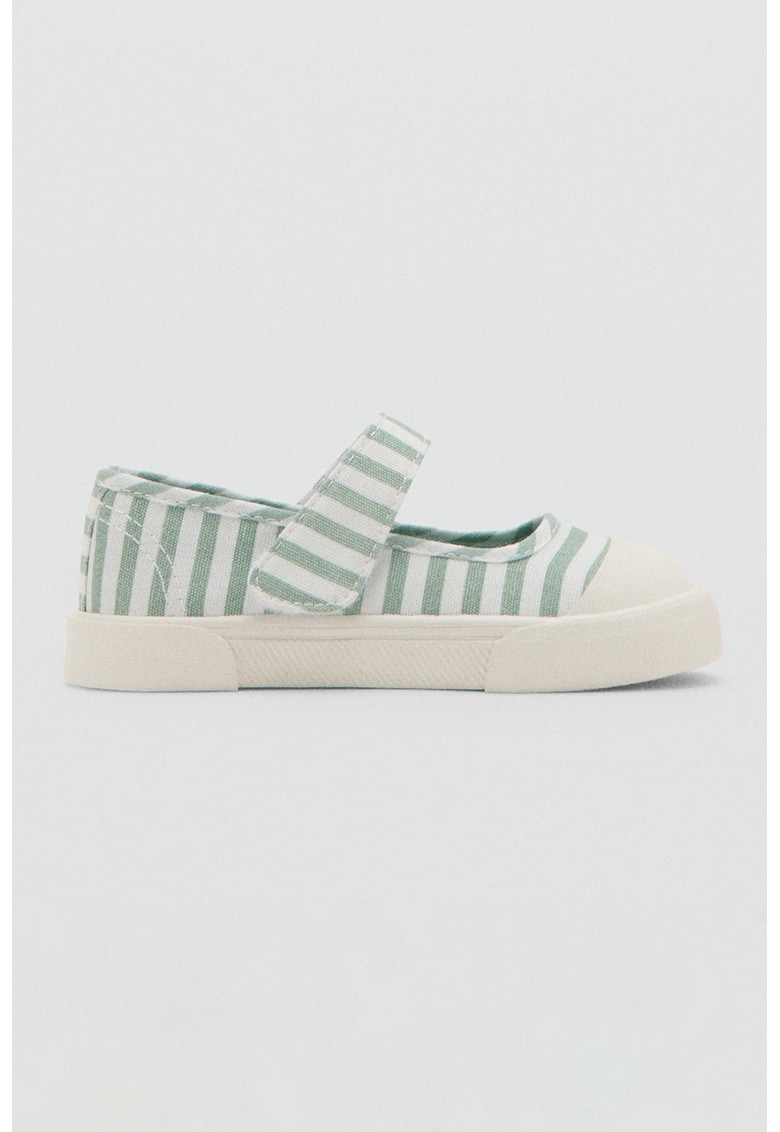 Pantofi sport cu dungi si velcro - Alb/Verde