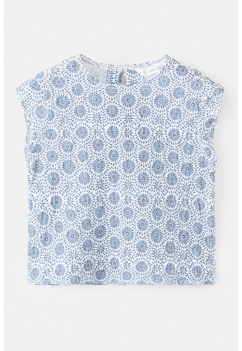 Bluza cu imprimeu - fara maneci - Alb/Albastru inchis
