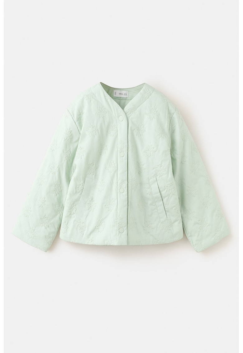 Jacheta cu decolteu in V si broderie - Verde deschis