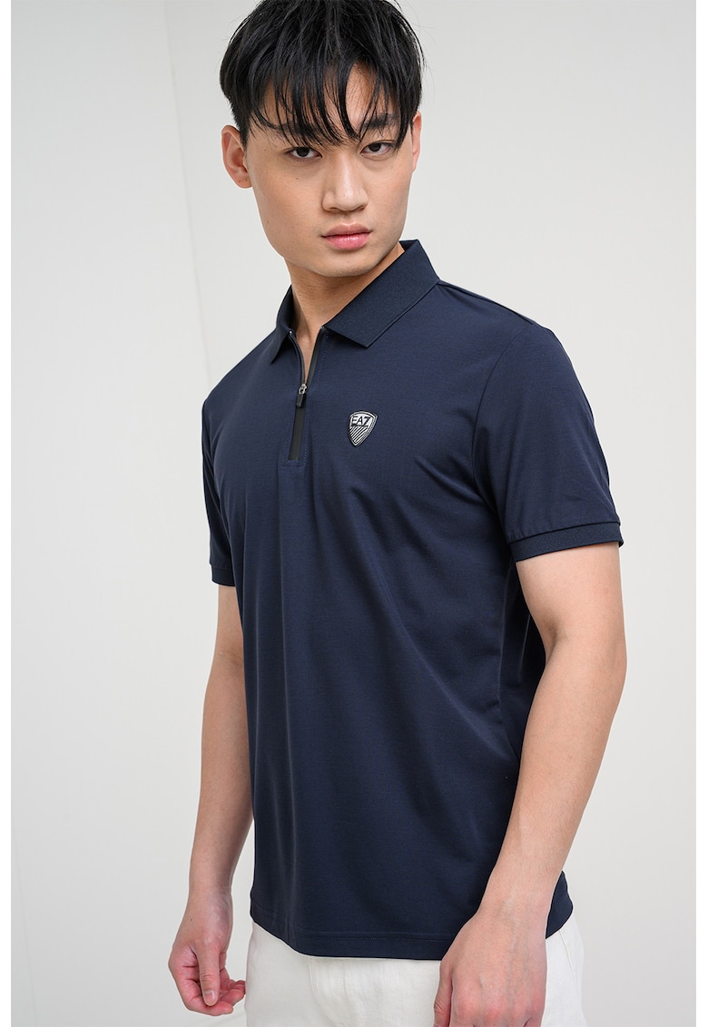 Tricou polo slim fit Train Premium Shield - Albastru ultramarin