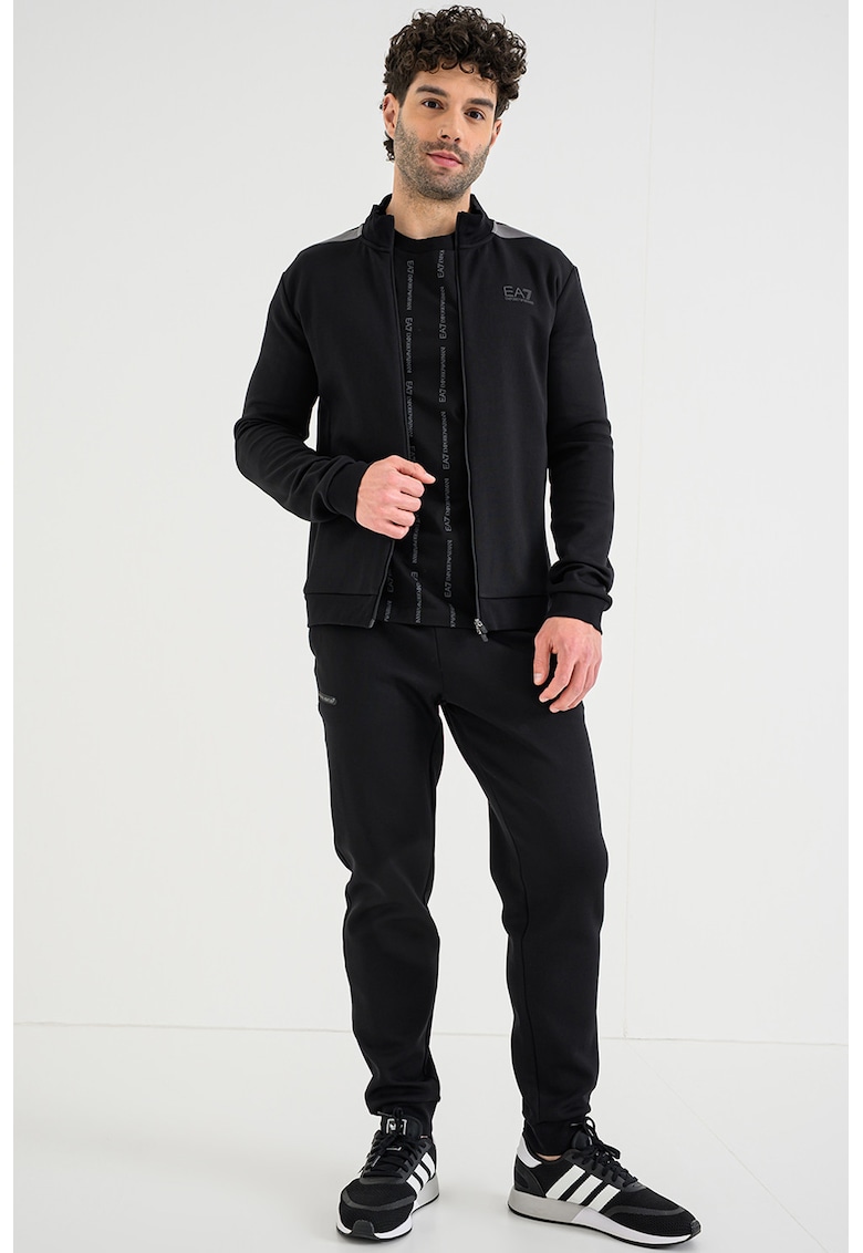 Trening din amestec de bumbac cu buzunare - Negru/Gri inchis