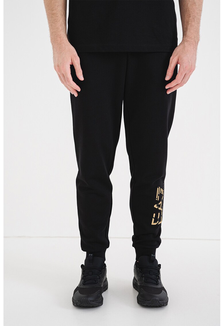 Pantaloni de trening cu imprimeu logo - Negru