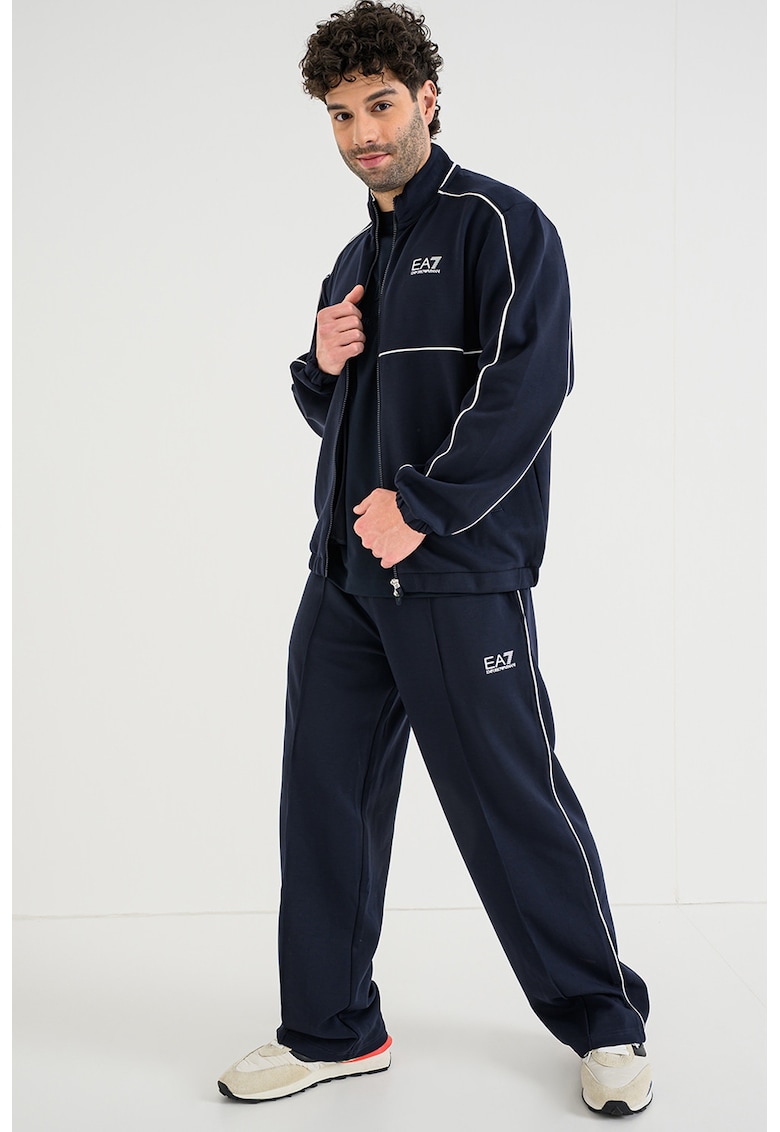 Trening regular fit cu benzi contrastante - Alb/Albastru ultramarin