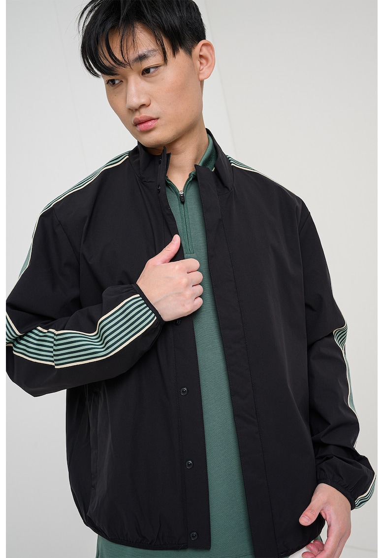 Jacheta bomber cu fermoar Train Logo Series - Albastru ultramarin/Verde aquamarin