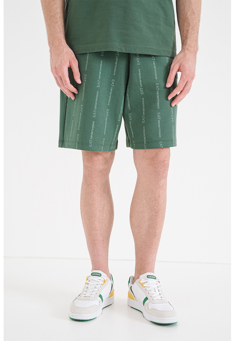 Pantaloni de trening scurti cu model logo - Verde iarba