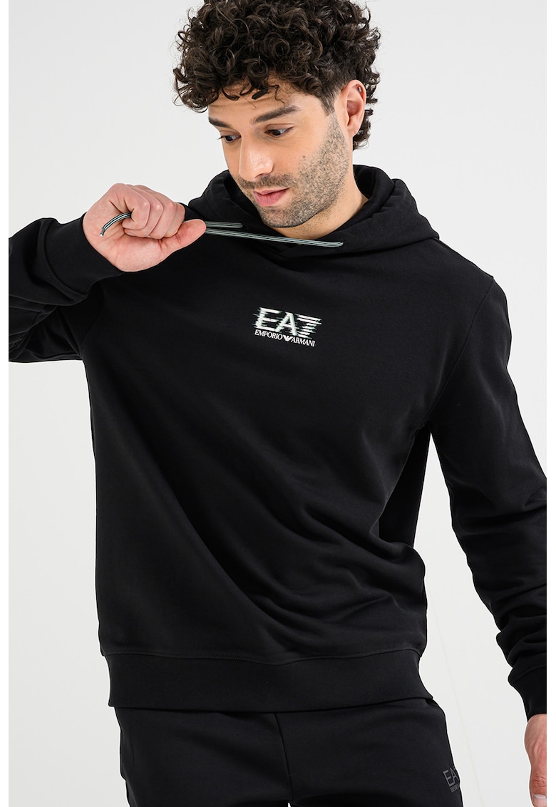 Hanorac cu imprimeu logo - Alb/Negru/Verde aquamarin