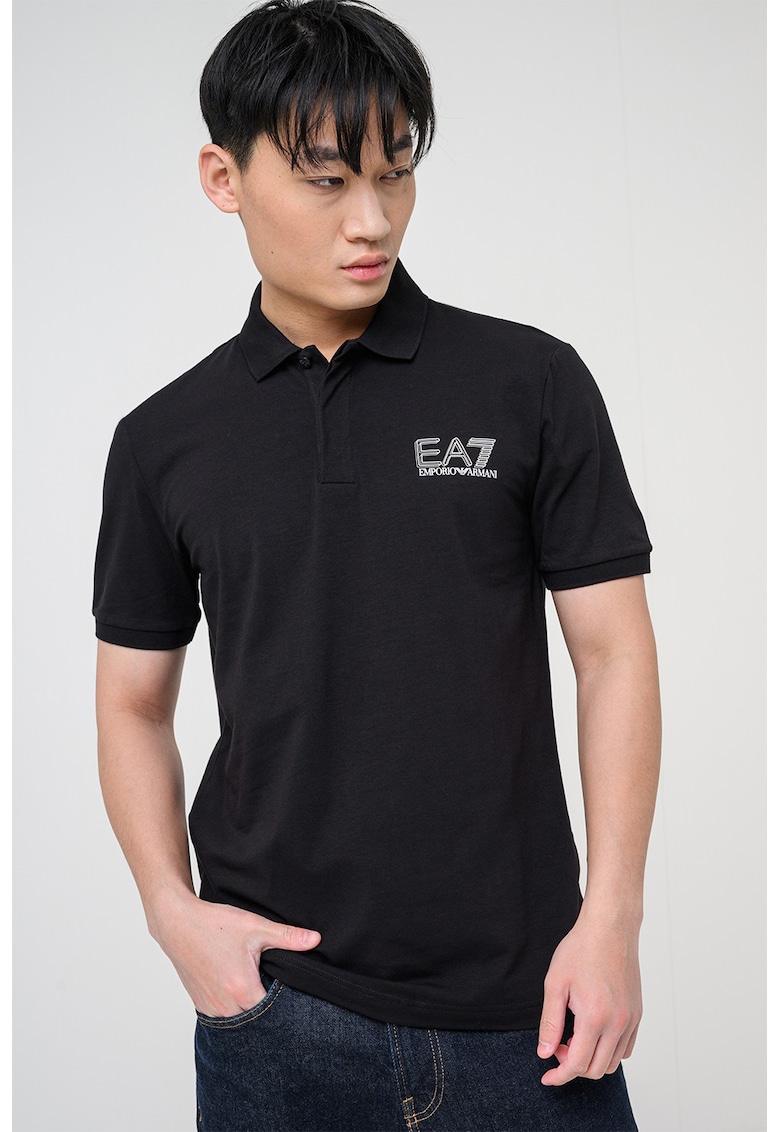 Tricou polo cu imprimeu logo pe partea din spate Visibility - Alb/Negru