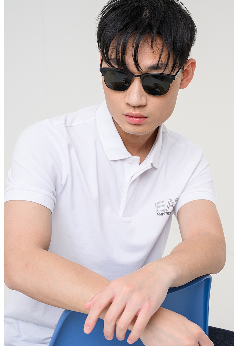 Tricou polo cu imprimeu logo pe partea din spate Visibility - Alb/Negru antracit