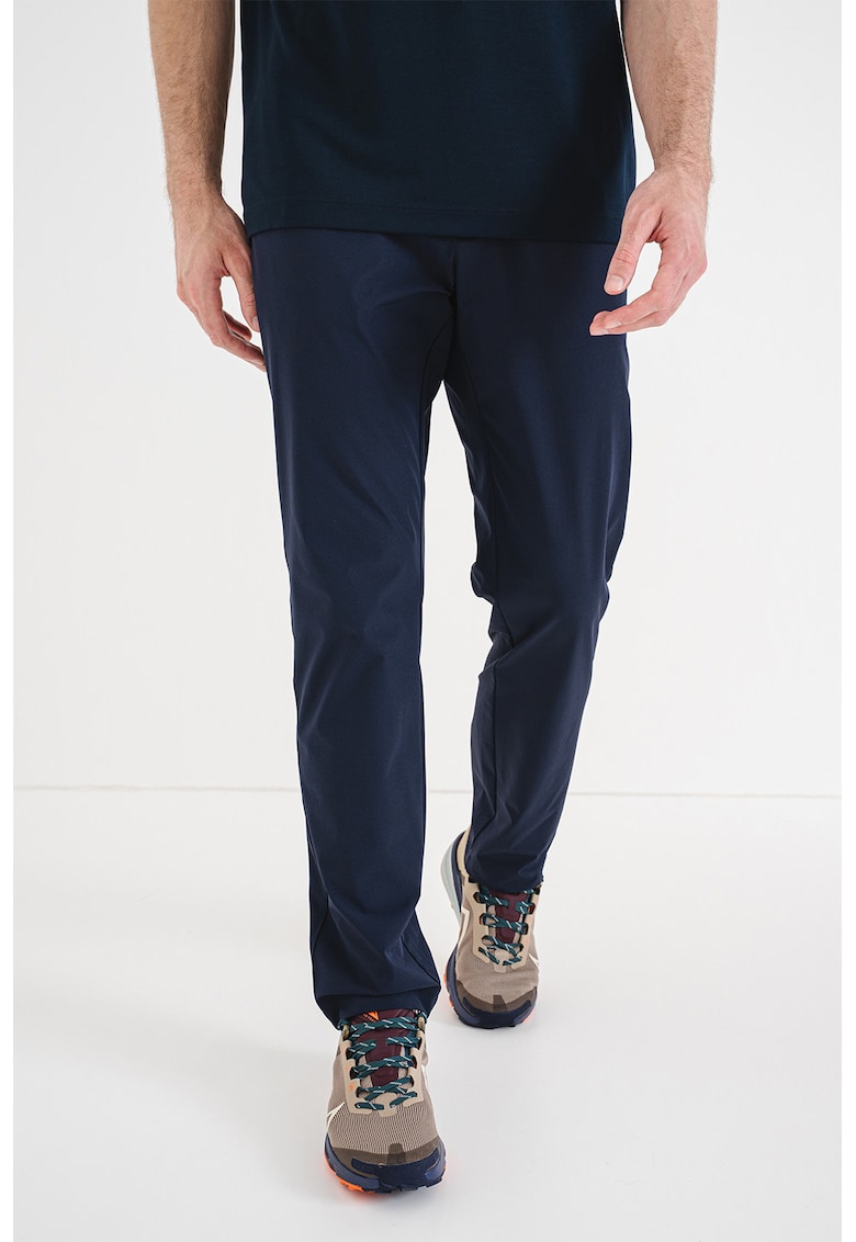 Pantaloni regular fit cu model uni si buzunare laterale - Albastru ultramarin