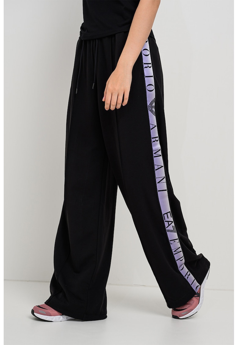 Pantaloni de trening cu croiala ampla si snur de ajustare in talie - Negru