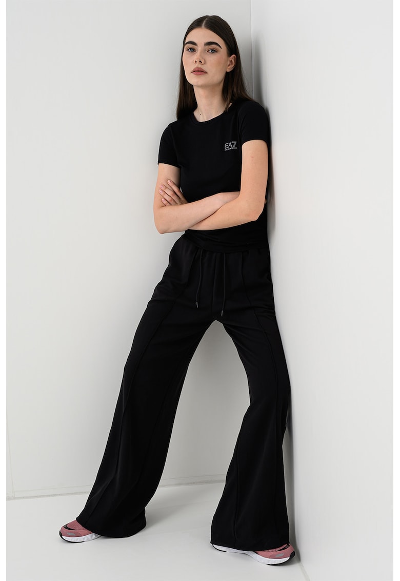 Tricou slim fit cu imprimeu logo - Negru