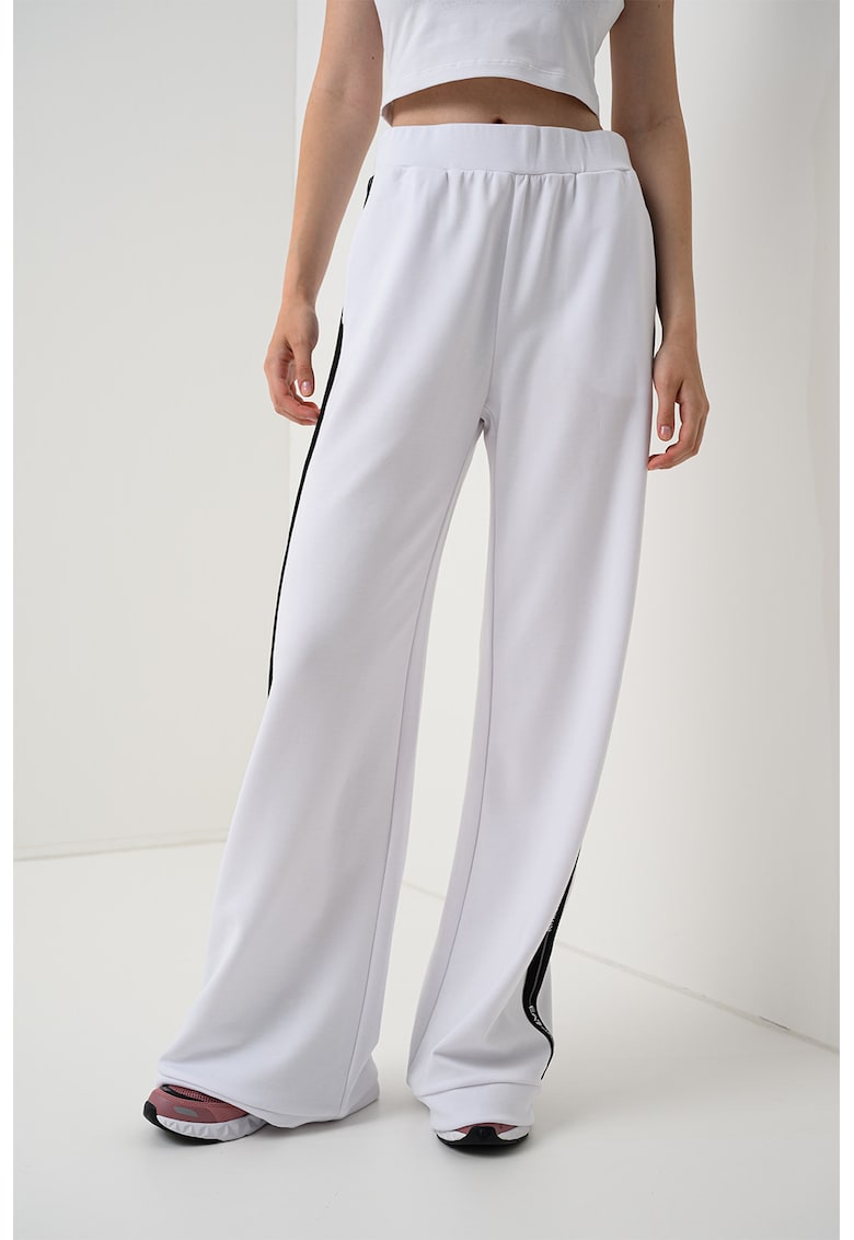 Pantaloni de trening relaxed fit cu talie inalta - Alb optic