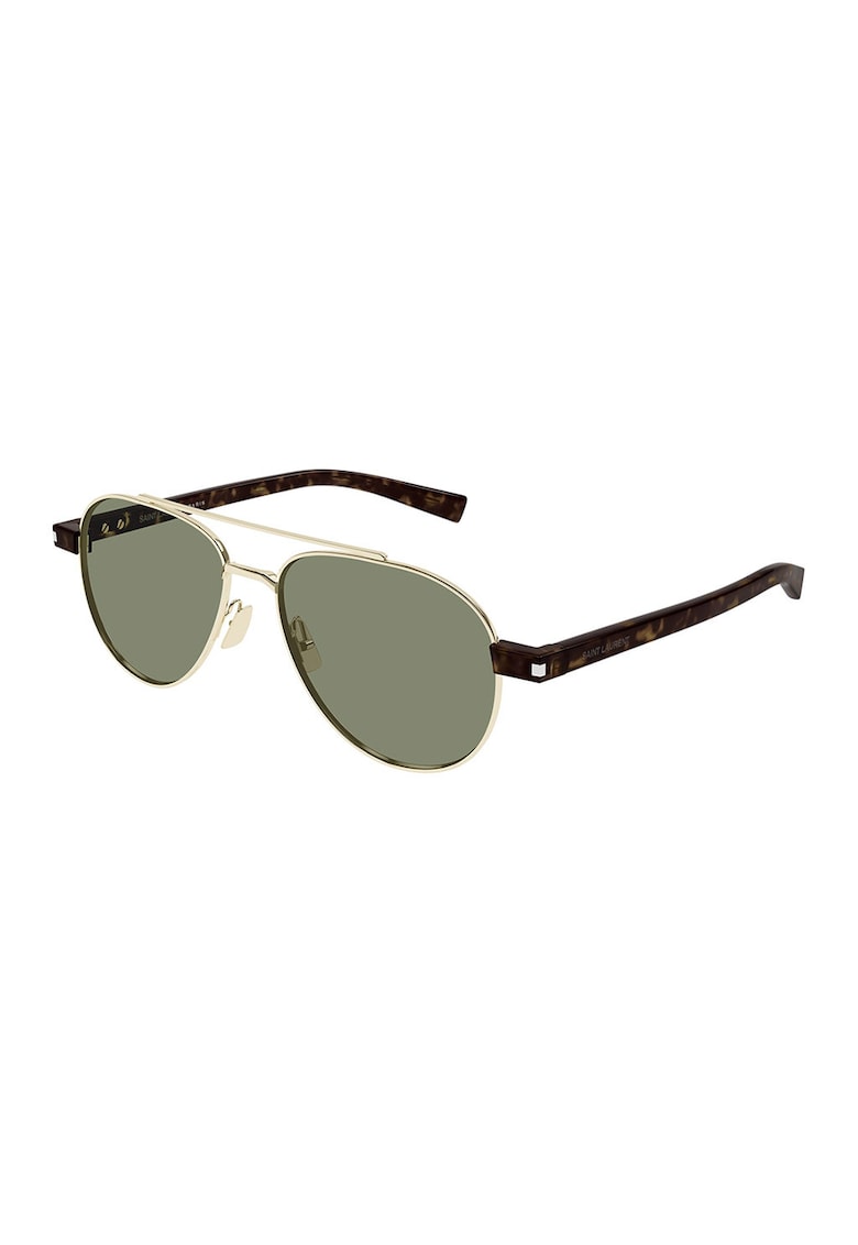 Ochelari de soare aviator cu logo discret pe brate - Auriu/Maro