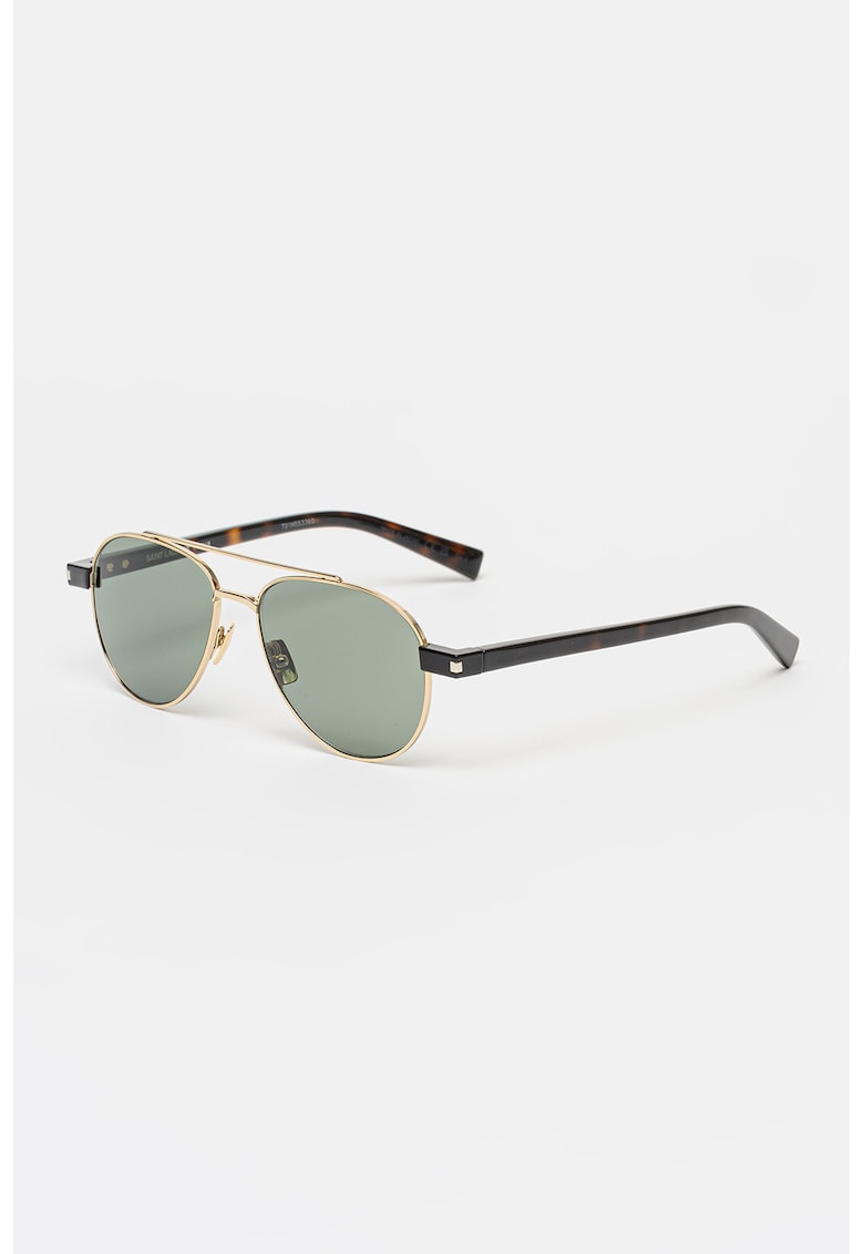 Ochelari de soare aviator cu logo discret pe brate - Auriu/Maro