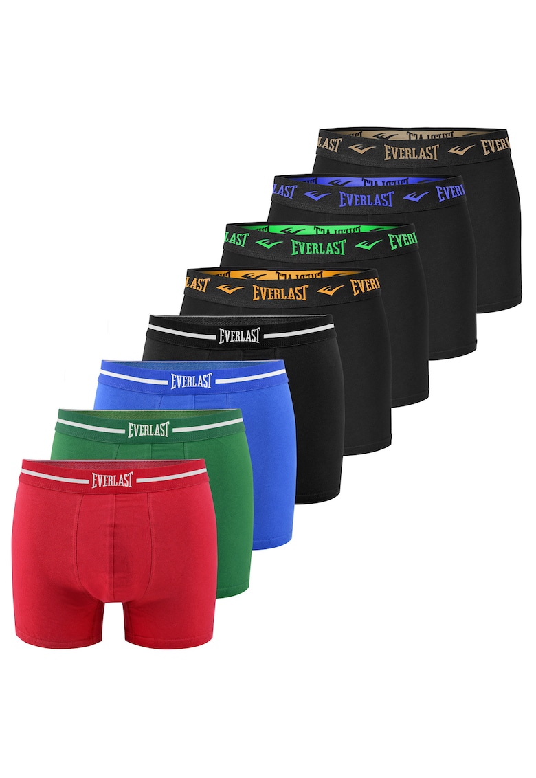 Set 8 bucati - boxeri barbati - Logo - Banda elastica cu logo - Bumbac - Negru - Multicolor