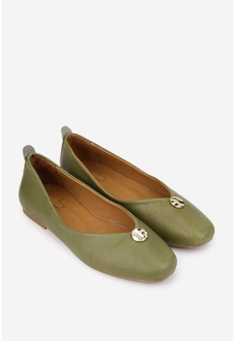 Balerini dama kaki din piele naturala cu ornament