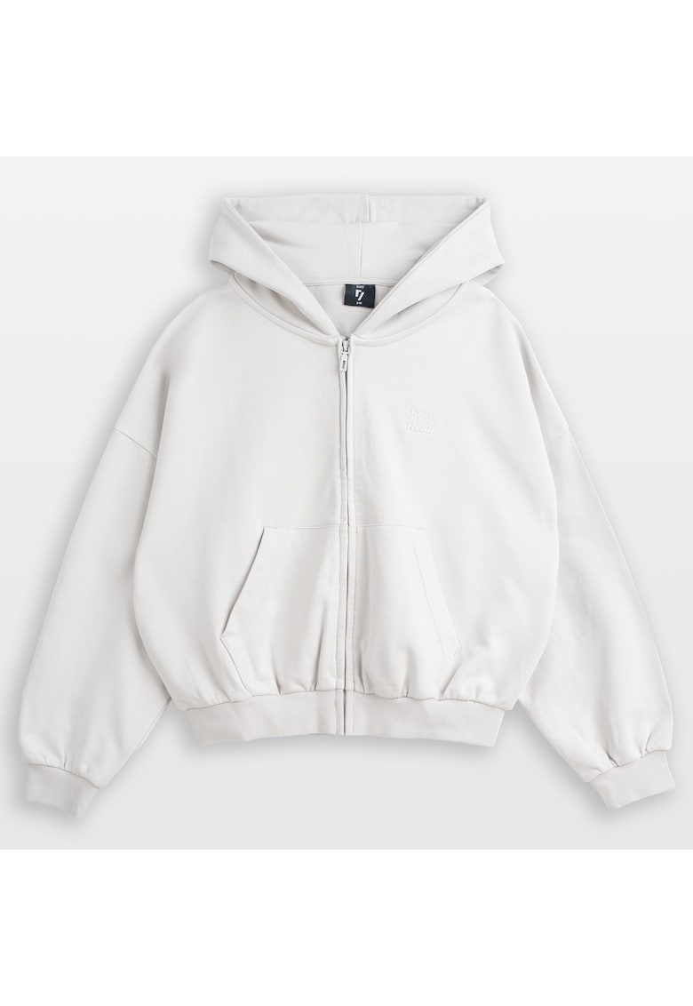 Hanorac lejer cu broderie si fermoar