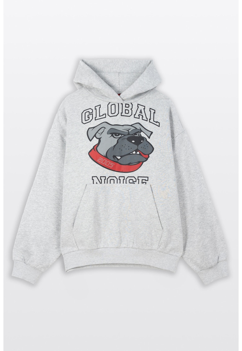 Hanorac barbati R - gri - OVERSIZE - gluga - bumbac