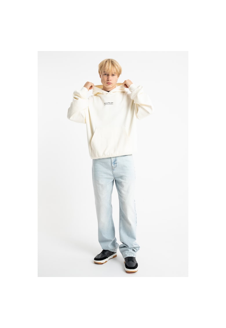 Hanorac cu imprimeu pe spate si buzunar cangur