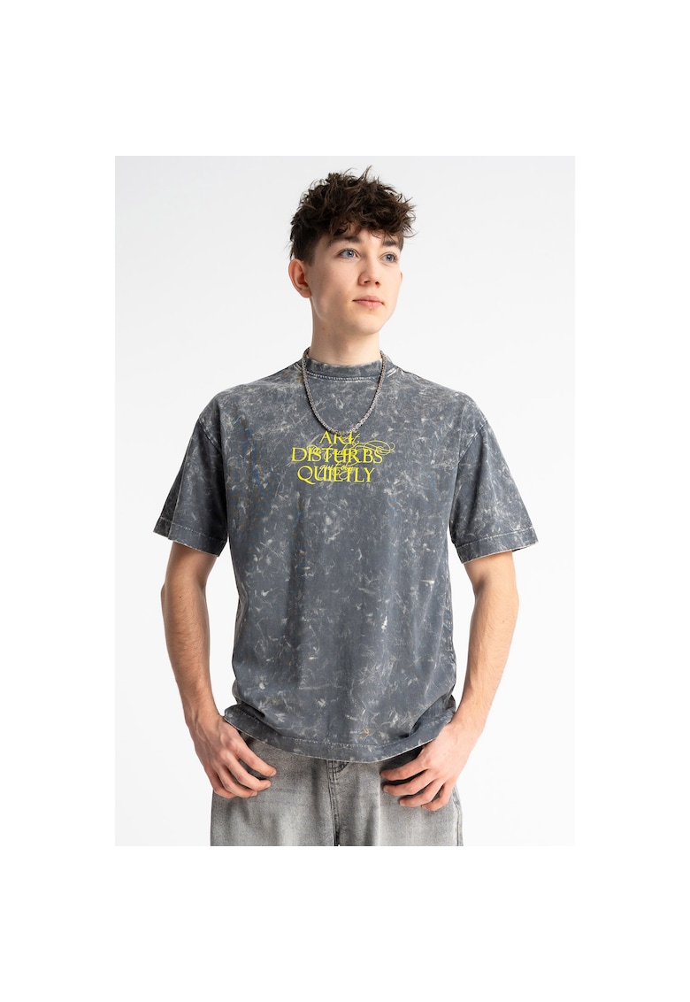 Tricou copii gri - bumbac - croiala lejera - maneca scurta - grafica originala