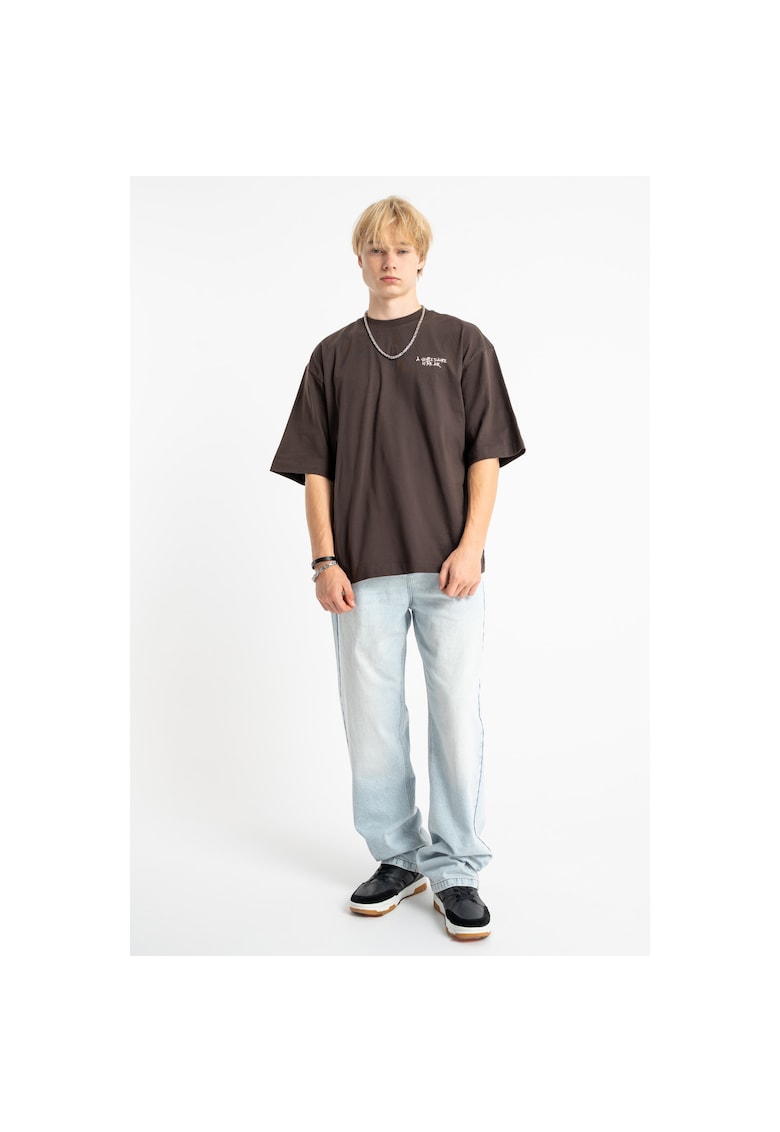 Tricou supradimensionat din bumbac cu imprimeu -