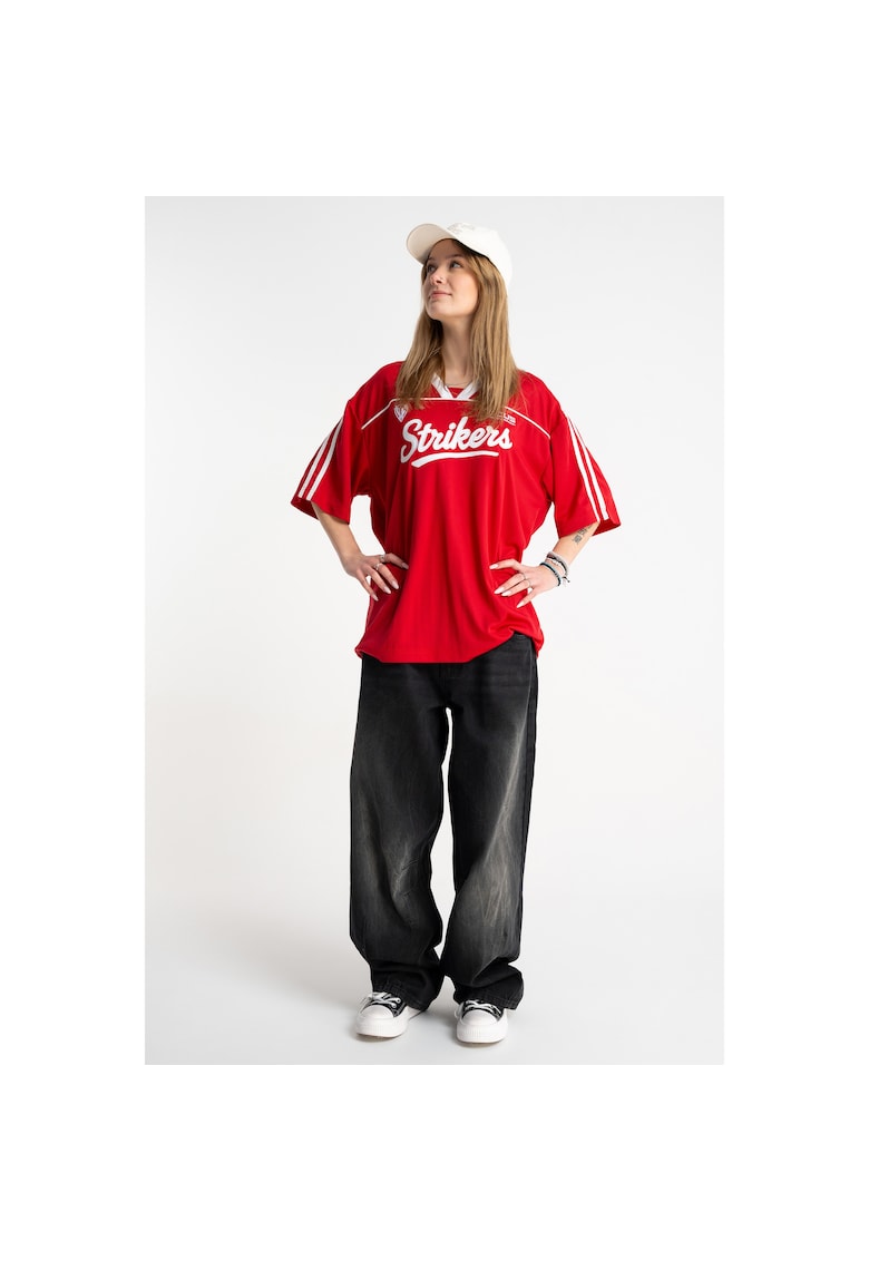 Blugi cu aspect decolorat si buzunare