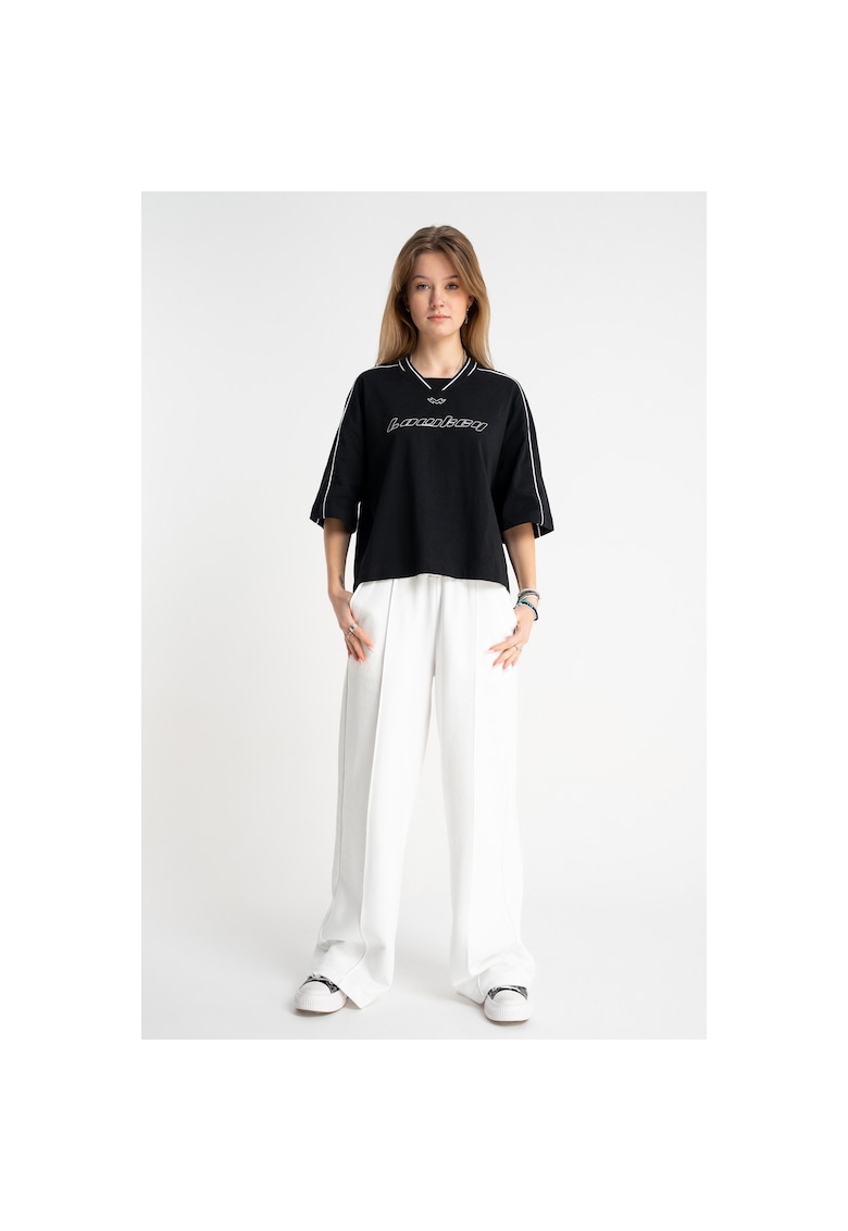 Pantaloni de trening cu croiala dreapta si talie elastica