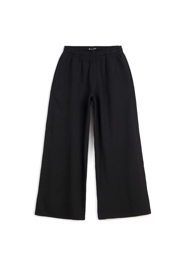 Pantaloni de trening cu talie medie din bumbac uni