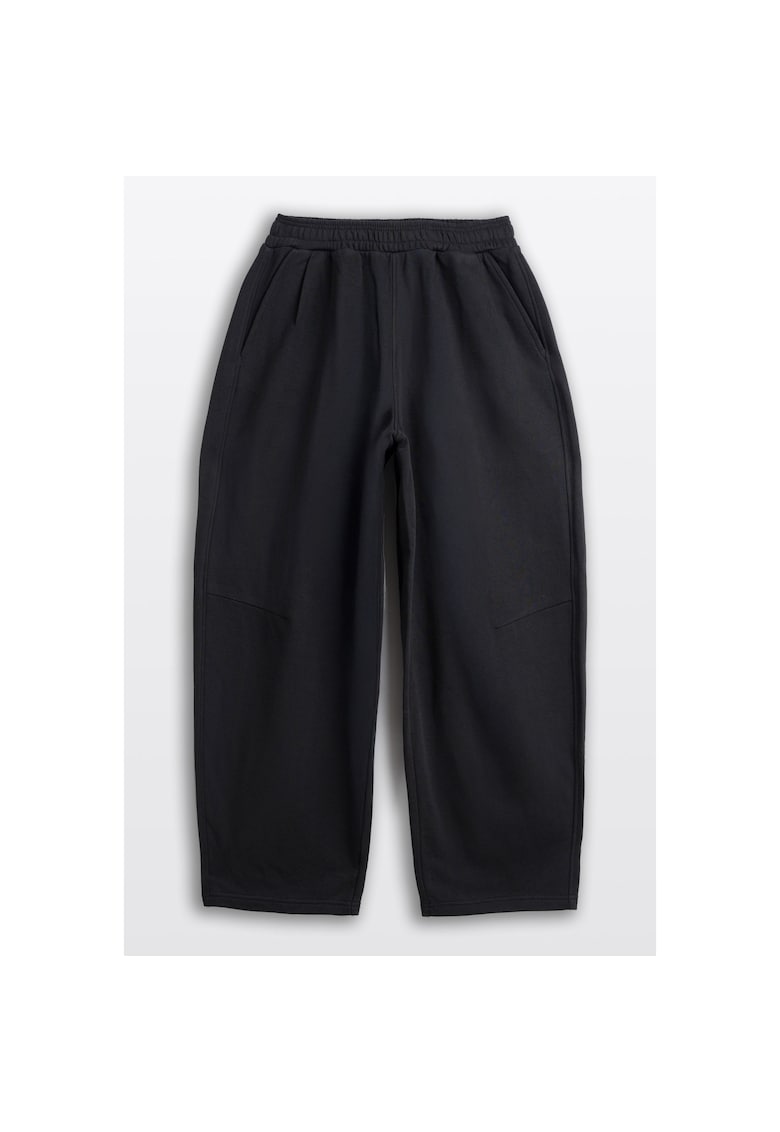 Pantaloni de trening uni din bumbac cu talie medie