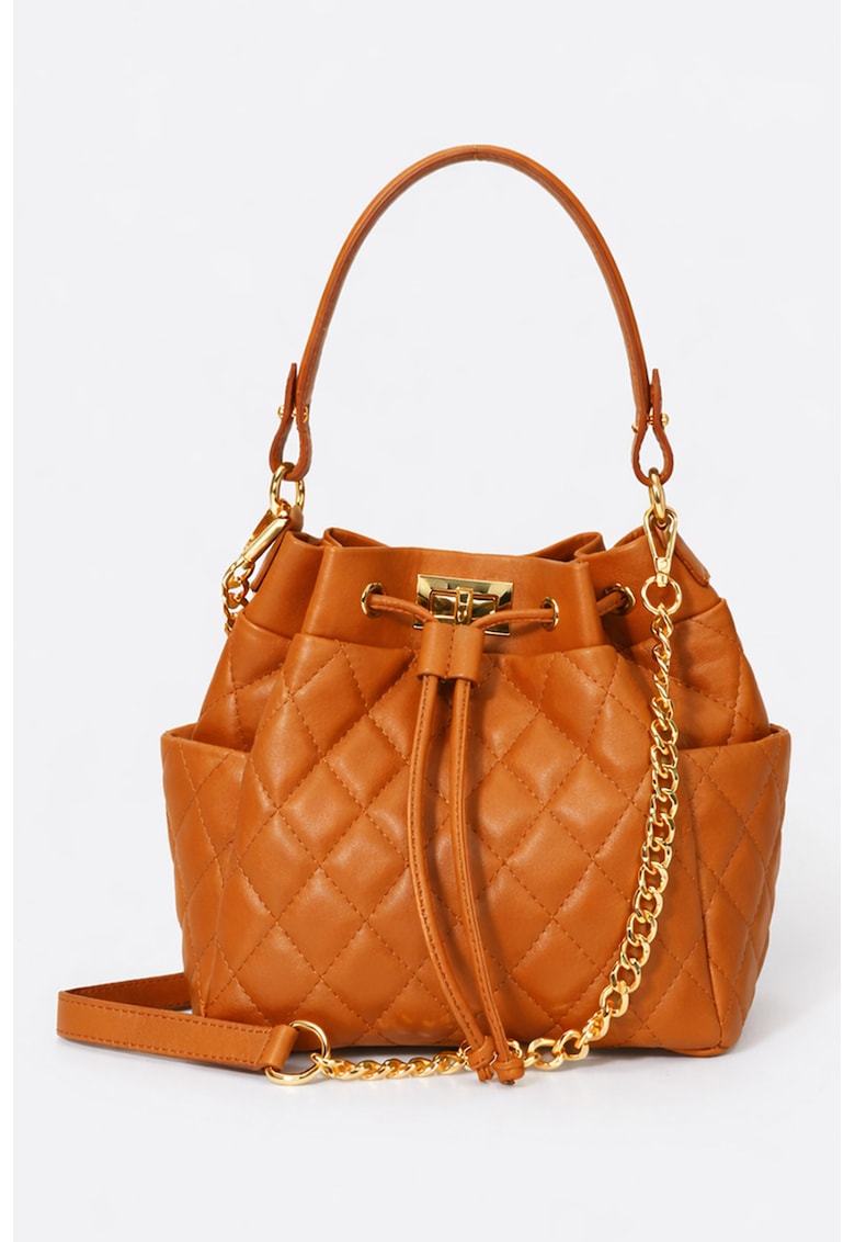 Geanta bucket de piele - Caramel