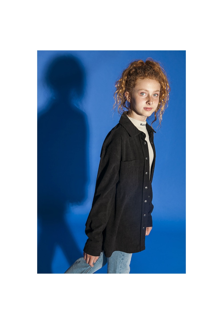 Camasa din catifea reiata supradimensionata -