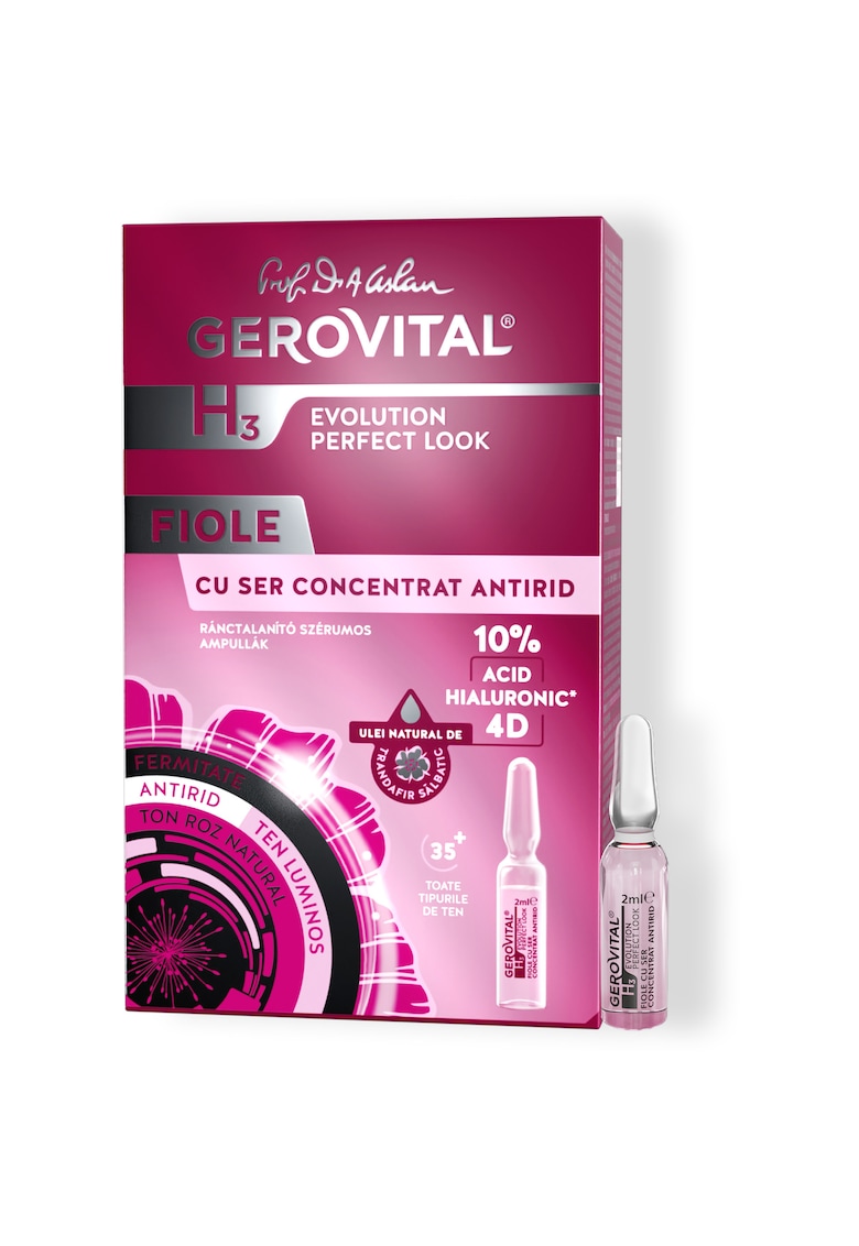 Fiole cu Ser Concentrat Antirid cu Acid Hialuronic 10% 4D H3 Evolution Perfect Look - 10 fiole x 2 ml