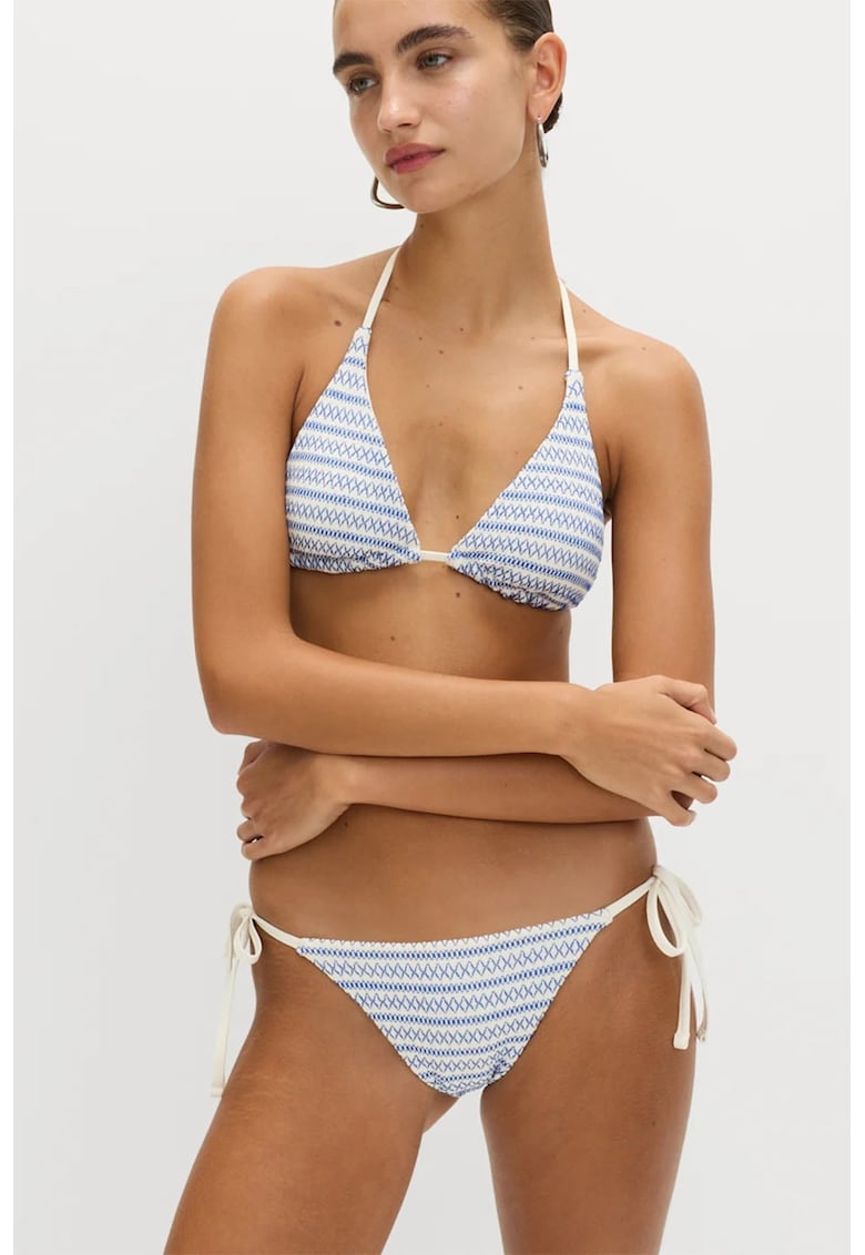 Bikini cu model geometric - Albastru/Crem