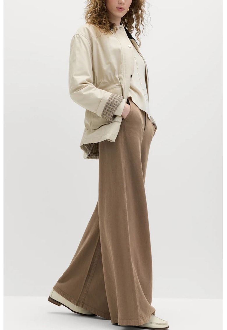 Blugi ampli cu talie inalta - Maro camel