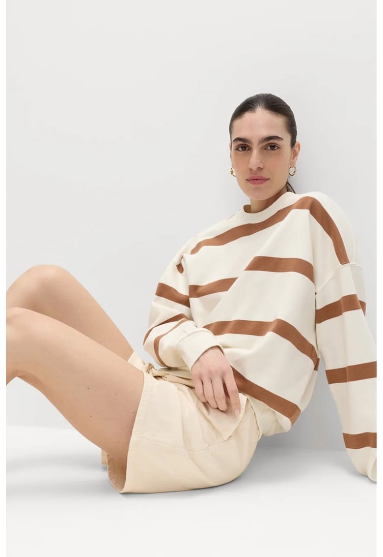Pantaloni scurti cu snur - din amestec de lyocell - Crem