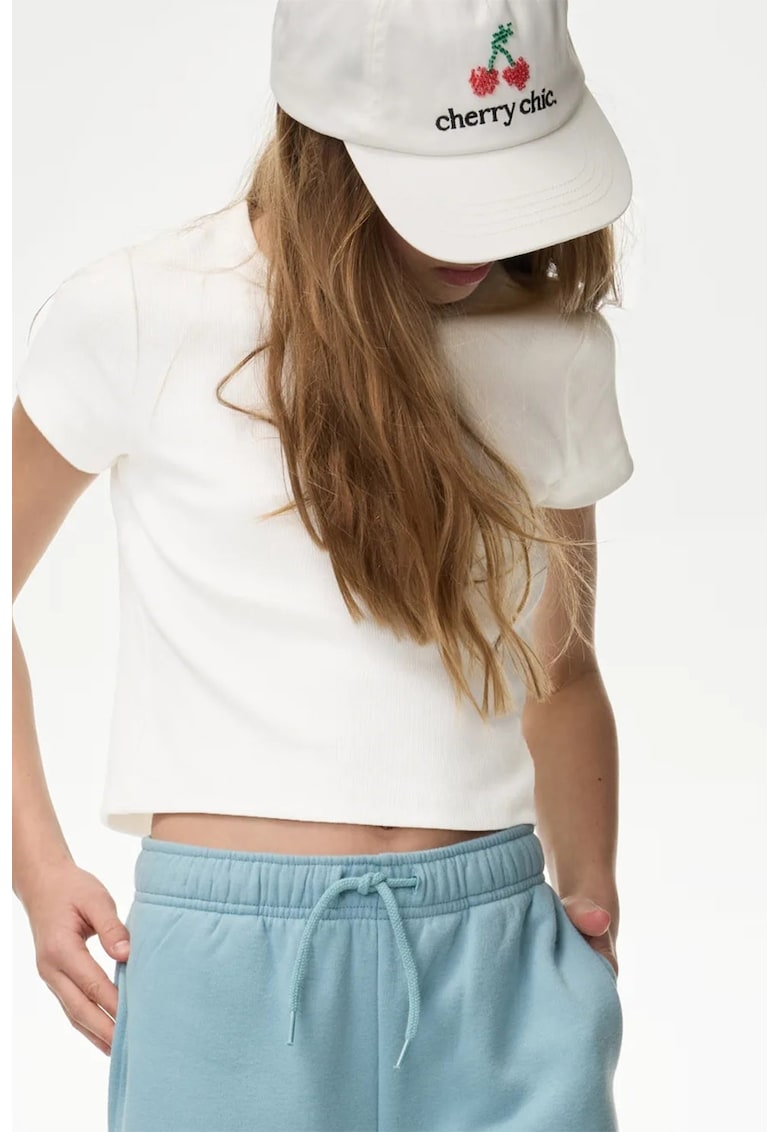 Tricou crop uni - Alb