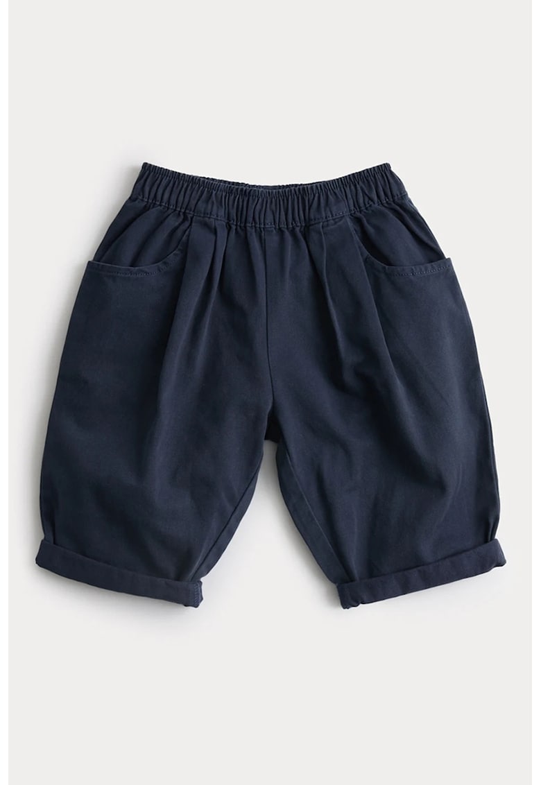 Pantaloni scurti de bumbac cu buzunare - Bleumarin