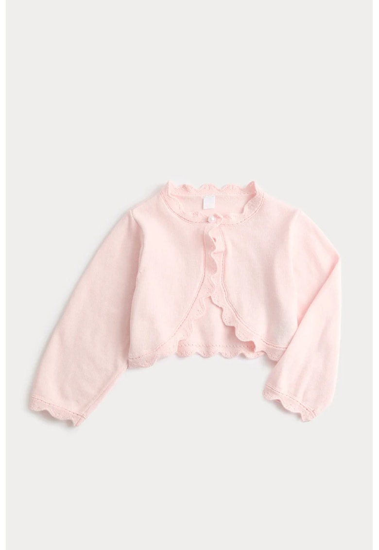 Cardigan cu terminatii valurite - Roz pastel