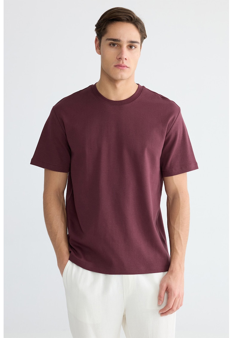 Tricou regular fit din bumbac - Visiniu