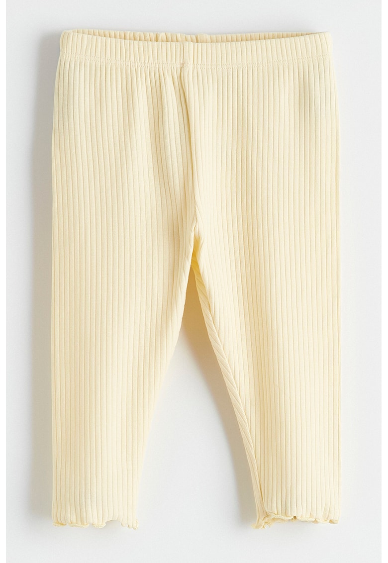 Pantaloni regular-fit cu striatii - Galben pastel