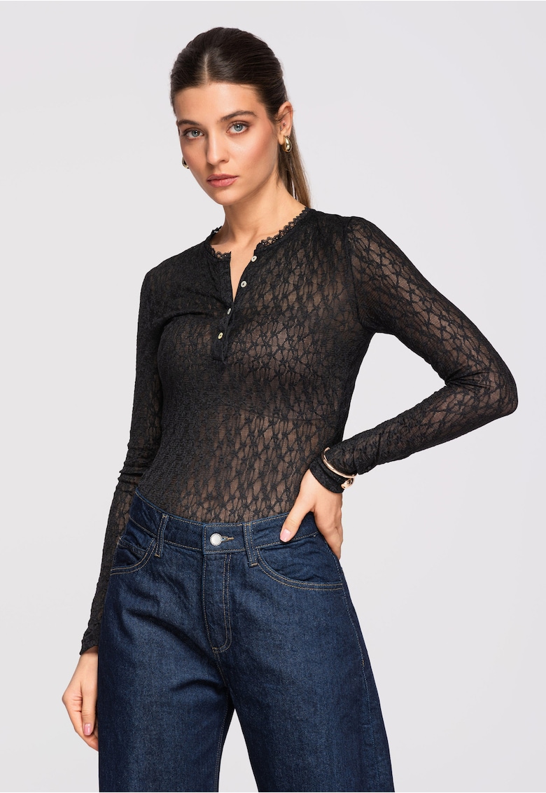 Bluza cu dantela OW-TS-E0013 - Negru