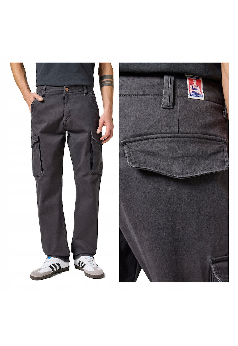 Pantaloni Barbati - Casey Jones Cargo - Lungi - Straight Fit - Talie Medie - 7 Buzunare - Fermoar - Bumbac - W33-L32 US - Negru