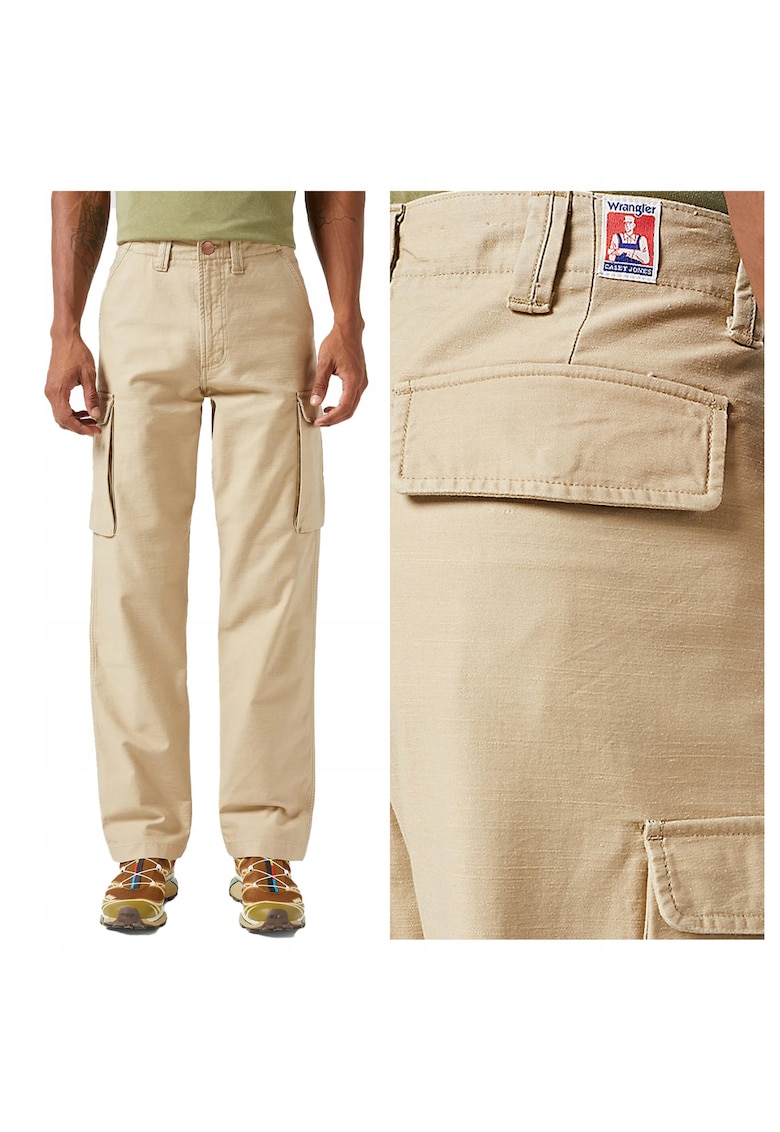 Pantaloni Barbati - Casey Jones Cargo - Lungi - Cargo Style - Talie Medie - 7 Buzunare - Fermoar - Bumbac - W34-L32 US - Bej
