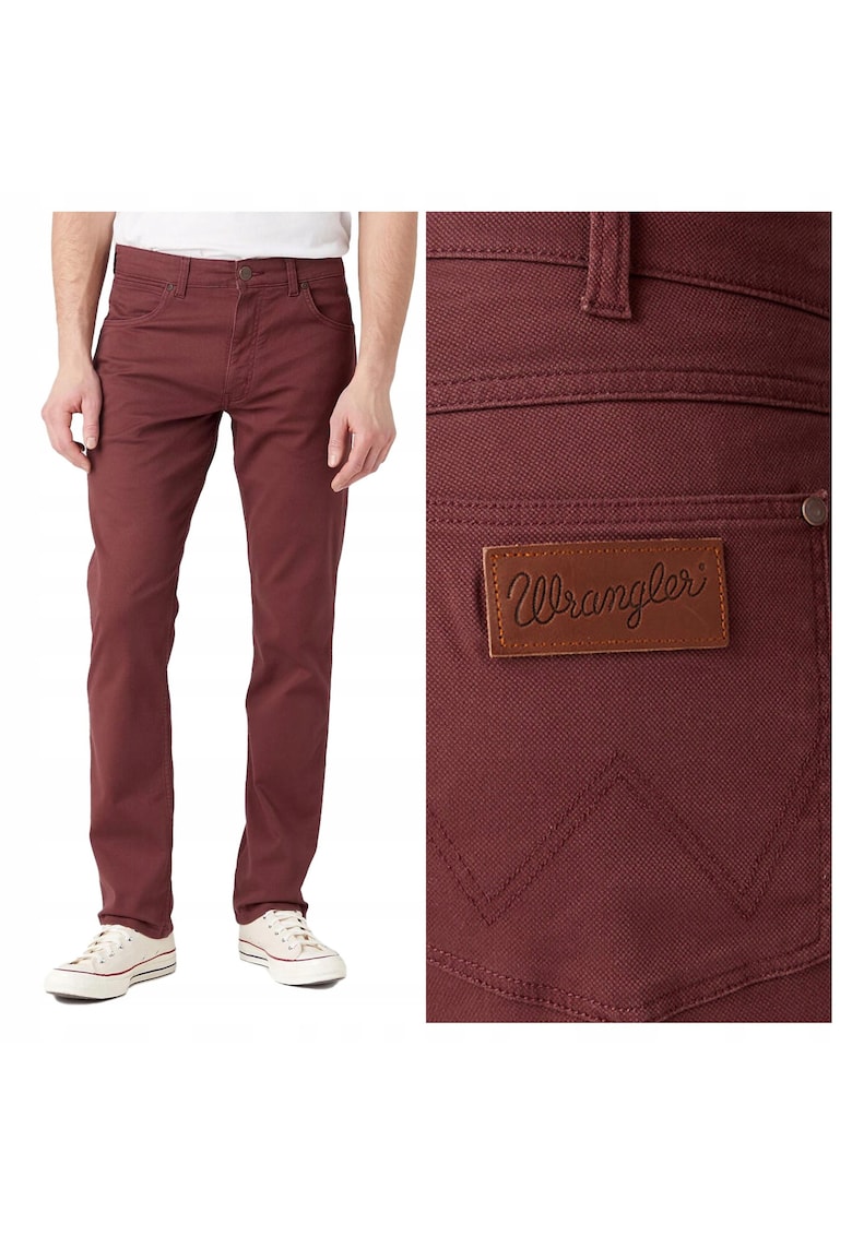 Blugi Barbati - Greensboro - Straight Fit - Talie Joasa - Fermoar - Lungi - 5 Buzunare - Bumbac - Maro - Rosu