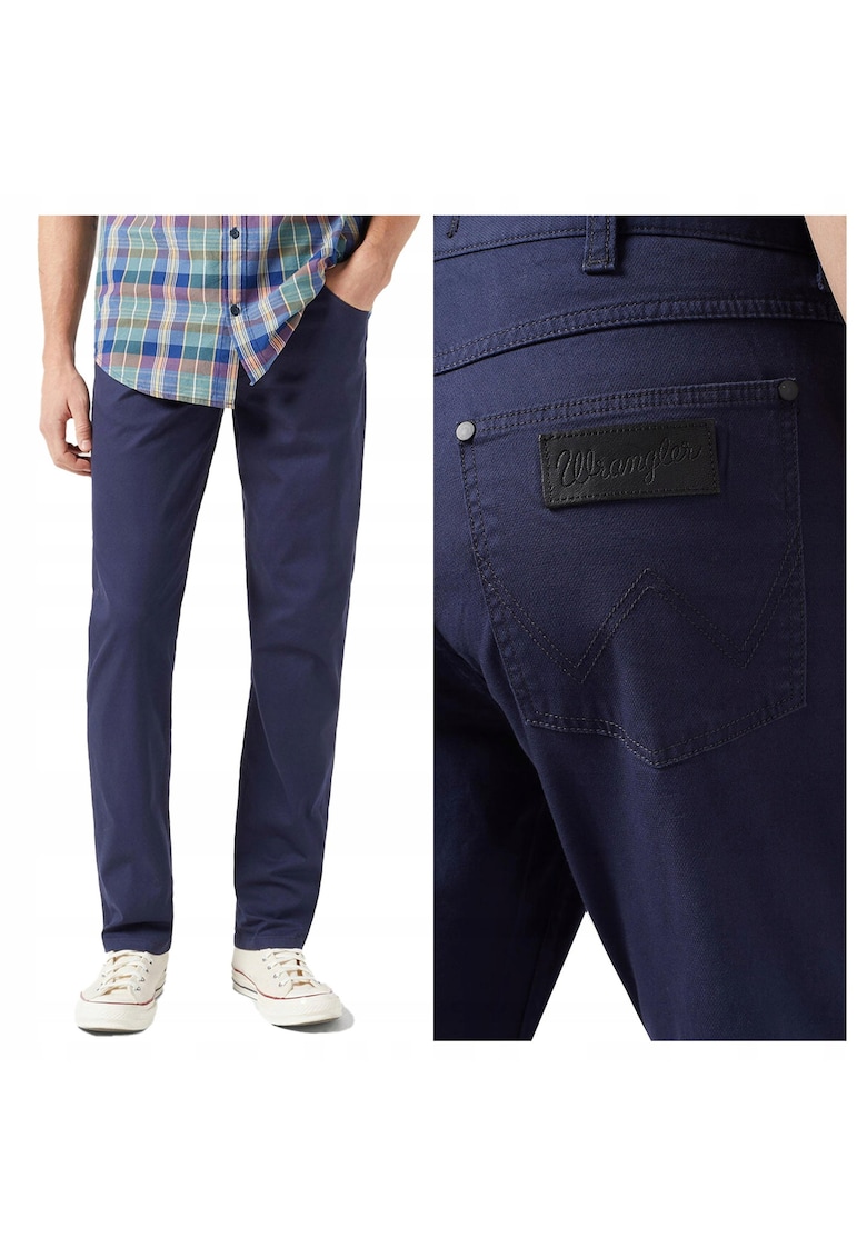 Pantaloni Barbati - Greensboro - Lungi - Straight Fit - Talie Joasa - 5 Buzunare - Fermoar - Bumbac - Albastru - Albastru
