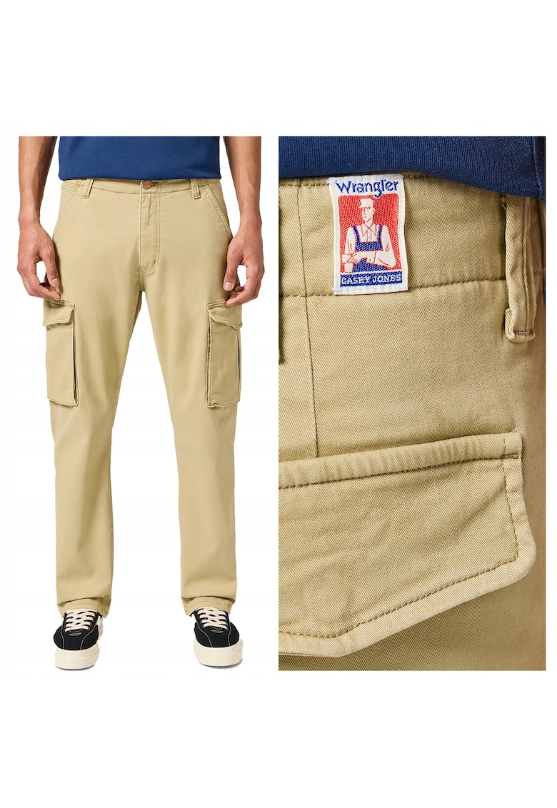Pantaloni Barbati - Casey Jones Cargo - Lungi - Straight Fit - Talie Medie - 5 Buzunare - Fermoar - Bumbac - Bej - Bej